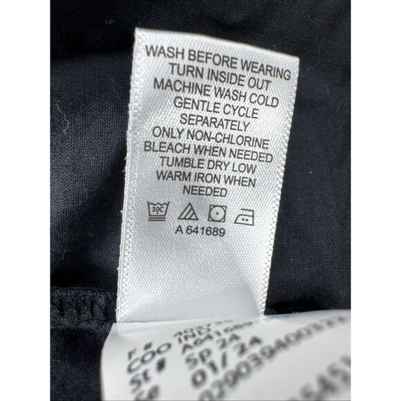 LOGO Lavish by Lori Goldstein Woven Button Front Top with Lace Trim Size M Black - Picture 10 of 13